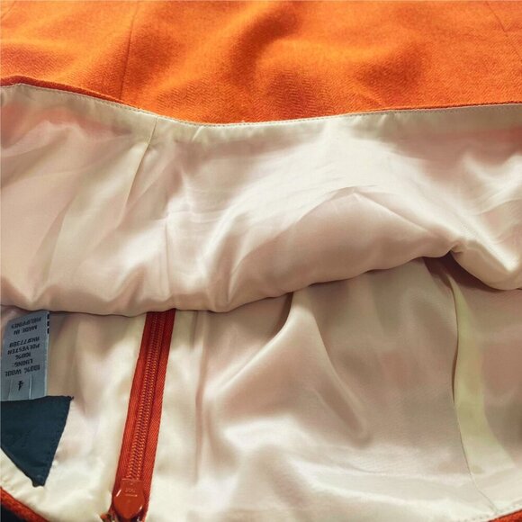 J. Crew Burnt Orange, Herringbone, Midi, Wool Skirt w/ Decorative Buttons, Sz 4 - Picture 11 of 11